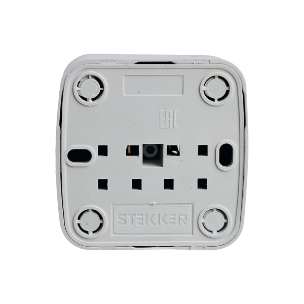 Розетка накладная 1-местная б/з Stekker, PST10-501-20, пластик АВS, 250В, 16А, IP20 Basic, белый 50074