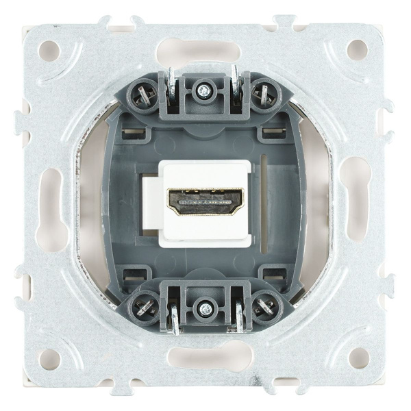 Розетка HDMI 2.0 Type A (механизм), STEKKER, серия Эмили, RST00-5118-01, белый фарфор, soft touch 50163