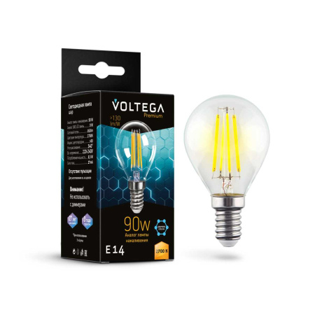 Лампа светодиодная Voltega E14 6W 2700K прозрачная 7221