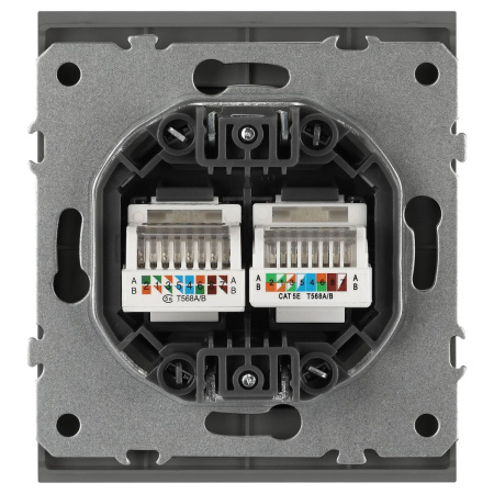 Розетка ЭРА Arktik 16-3108-06 информационная двойная 2XRJ45 графит Б0070489