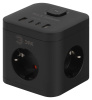 Удлинитель электрический ЭРА CUBE-3es-1,5m-4USB-B куб с заземлением с выключателем 3 розетки+4xUSBA+C 1,5м 16А черный Б0069074