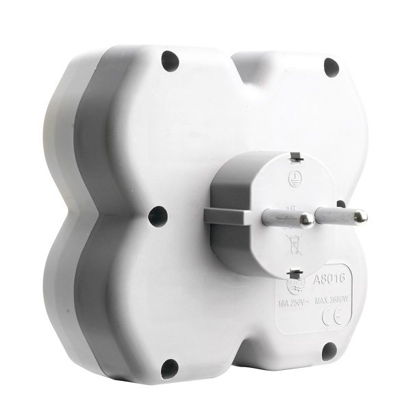 Разветвитель сетевой на 3 выхода с/з, Stekker, 250В, 16А, USB A+Type C, 2,4А, PD, белый/серый ADP16-17-20 50110