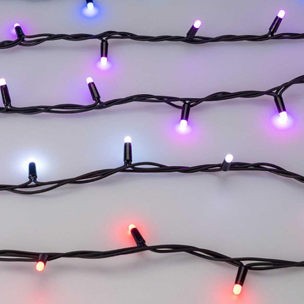 Уличная светодиодная гирлянда Ardecoled нить 24V разноцветная ARD-String-Pro-10000-Black-95Led-Milk-Live RGBW-DMX 031755