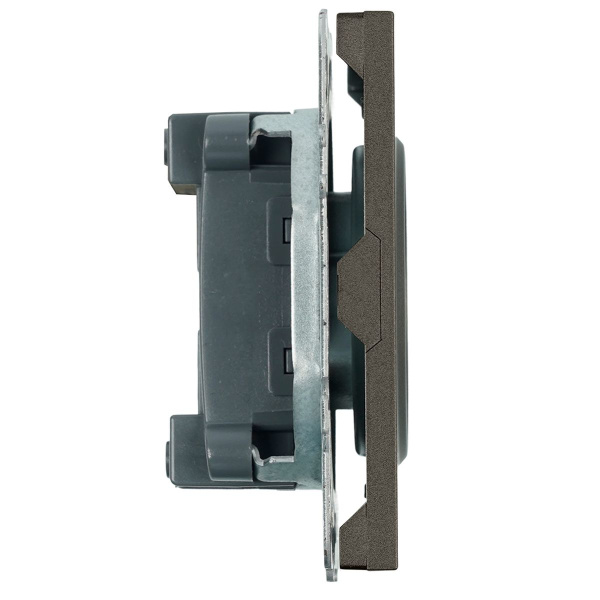 Розетка 1-местная с защитной шторкой (механизм), Stekker, б/з, 250В, 16А Эмили, RST16-5109-09, антрацит, soft touch 49928