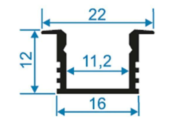 Профиль встраиваемый с рассеивателем серебро 2м. Apeyron 08-12