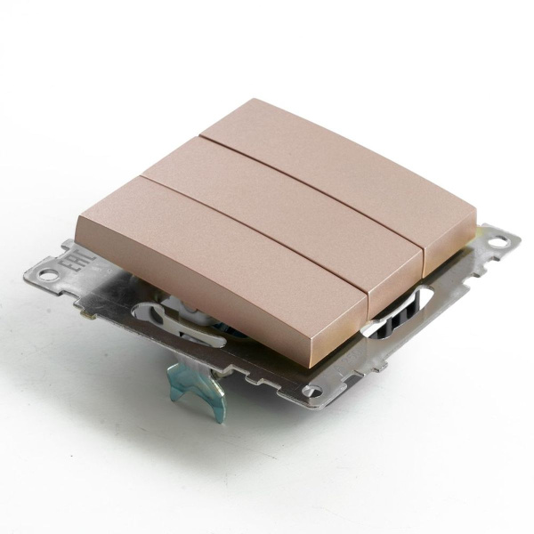 Выключатель трехклавишный Stekker Катрин GLS10-7108-02 шампань 49174