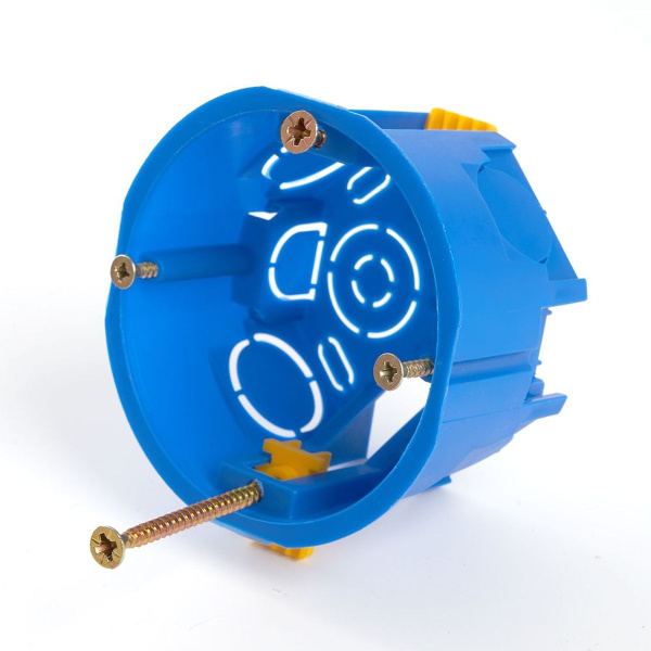 Подрозетник Stekker EBX20-02-2 с лапками для полых стен, синий (без инд. стикера) 39351