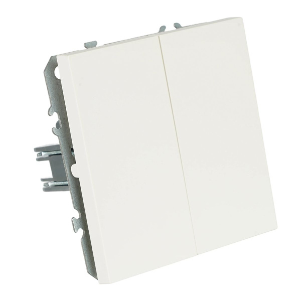 Переключатель 2-клавишный (механизм), СЗК, Stekker, 250В, 10А Эмили, RSW10-5107-01ZK, белый фарфор, soft touch 50233