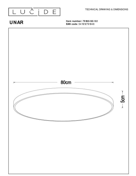 Потолочный светодиодный светильник Lucide Unar 79185/80/02