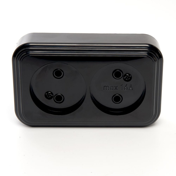 Розетка двойная 2P Stekker Брест черный PST16-30-20 39694