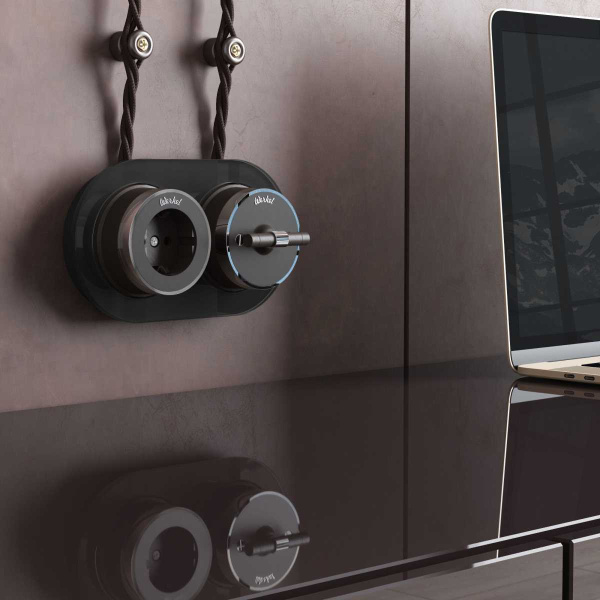 Выключатель двухклавишный на 4 положения Werkel Vintage мокко матовый/хром W5822052 4690389183171