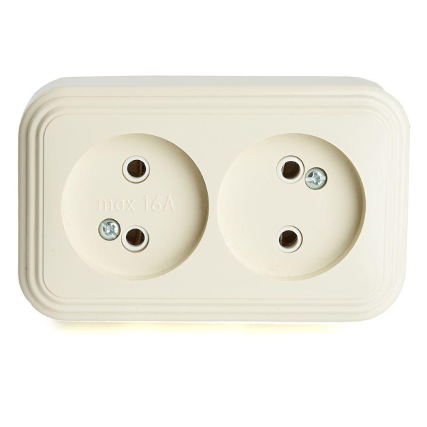 Розетка двойная 2P Stekker Брест слоновая кость PST16-30-20 49057
