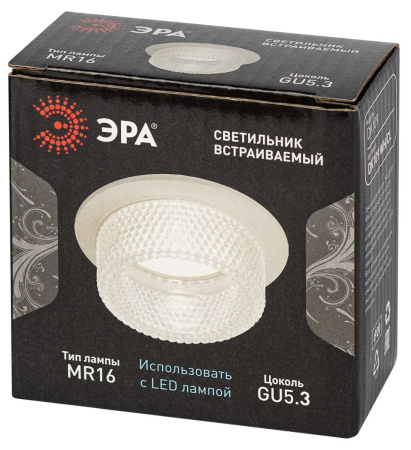 Встраиваемый светильник декоративный ЭРА DK109 WH/CL MR16 GU5.3 белый прозрачный Б0058406