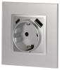 Розетка ЭРА Elegance 14-4108-03 2P+E 16A-250В со шторками с USB type-A+C 5В-3А алюминий Б0067741