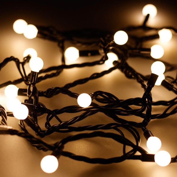 Уличная светодиодная гирлянда Ardecoled шарики 230V теплый белый ARD-Ball-Classic-D13-20000-Black-200Led Warm 025578