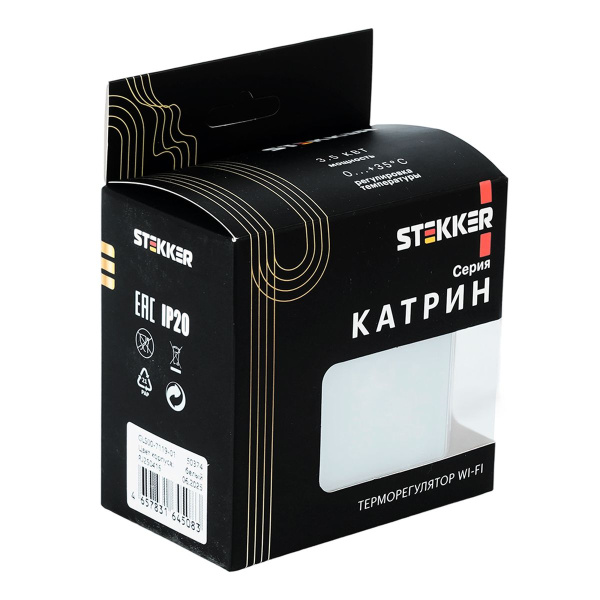 Терморегулятор Wi-Fi (механизм), Stekker, 250В, 3500Вт Катрин, GLS00-7119-01, белый 50374