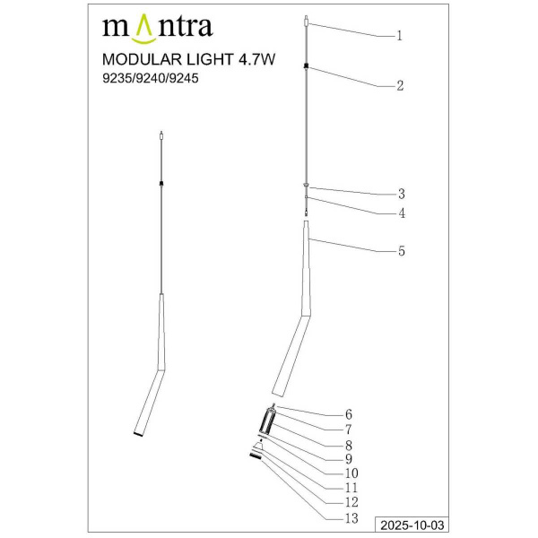 Подвесной светильник Mantra Boomerang 9357+9240 (1L)