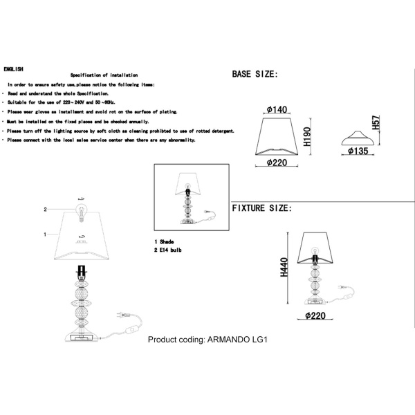 Настольная лампа Crystal Lux Armando LG1 Chrome