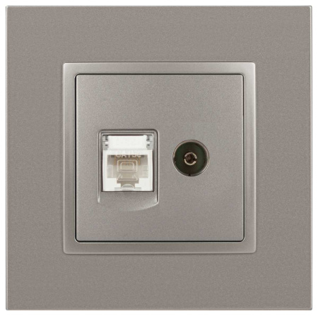 Розетка ЭРА Elegance 14-3110-16 RJ45+TV, титан Б0065768