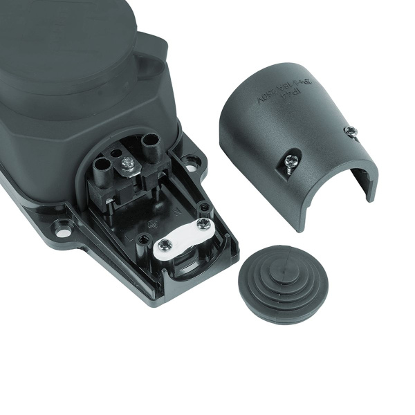 Розетка переносная 4-местная c/з, Stekker, RST16-24-44, 250В, 16А, IP44, черный 39019