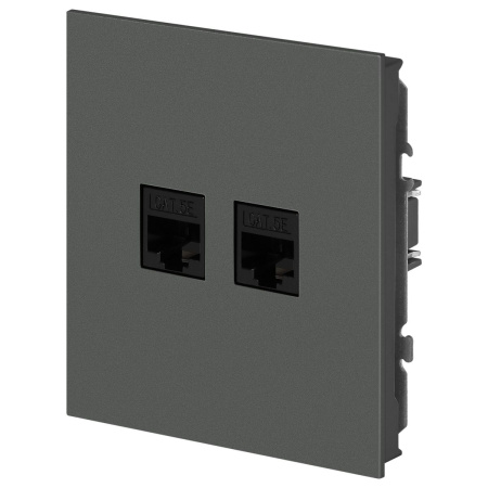 Розетка ЭРА Arktik 16-3108-06 информационная двойная 2XRJ45 графит Б0070489