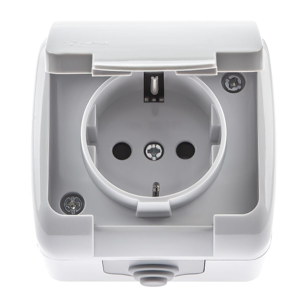 Розетка ЭРА Intro Atlantic Schuko 2P+E 16A 250V со шторками с крышкой 5-202-03 Б0050946