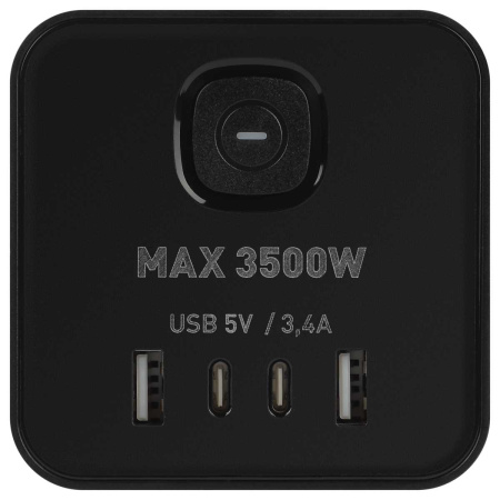 Сетевой фильтр ЭРА TWR-8es-1,5m-4USB-B башня с защитой заземлением с выключателем 8 розеток+4xUSBA+C 1,5м 16А черный Б0069072