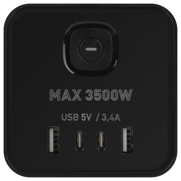 Сетевой фильтр ЭРА TWR-8es-1,5m-4USB-B башня с защитой заземлением с выключателем 8 розеток+4xUSBA+C 1,5м 16А черный Б0069072