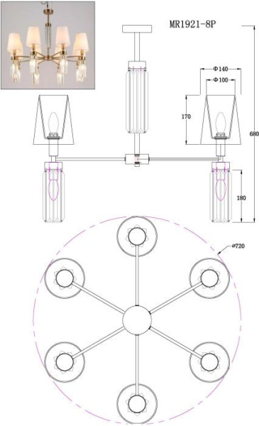 Подвесная люстра MyFar Fernando MR1921-12P