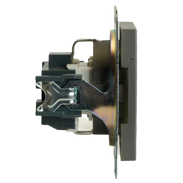 Розетка 2P+PE Stekker Катрин со шторками графит GLS16-7110-06 49423