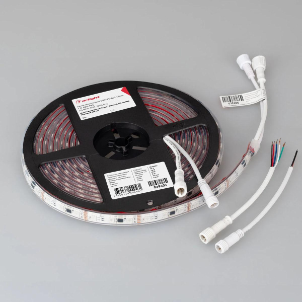 Светодиодная лента герметичная Arlight 14W/m 60LED/m 5060SMD разноцветный 5М DMX-PS-B60-12mm 12V 039605