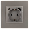 Розетка ЭРА Elegance 14-4108-16 2P+E 16A-250В со шторками с USB type-A+C 5В-3А титан Б0067695