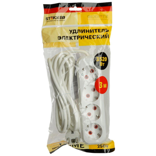Удлинитель Stekker Home 4гн 3м с/з HM06-40-03 49351