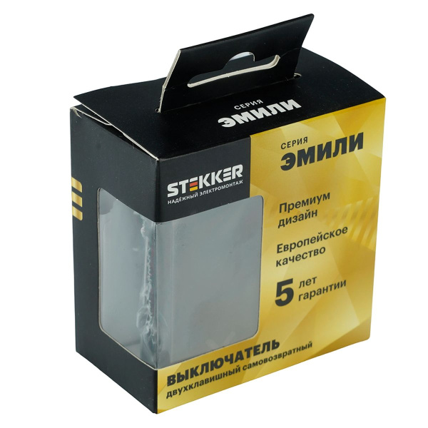 Выключатель 2-клавишный самовозвратный (механизм), Stekker. 250В, 10А Эмили, RSW10-5113-09, антрацит, soft touch 50367