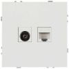 Розетка ЭРА Galaxy 15-3110-01 комбинированная RJ45+TV IP20 белый Б0070776