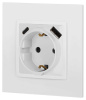 Розетка ЭРА Elegance 14-4108-01 2P+E 16A-250В со шторками с USB type-A+C 5В-3А белый Б0067736