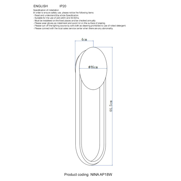 Настенный светодиодный светильник Crystal Lux Nina AP18W Led Brass