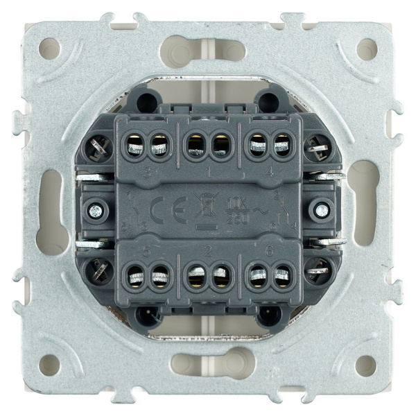 Переключатель 2-клавишный (механизм), Stekker, 250В, 10А Эмили, RSW10-5107-08, кашемир, soft touch 49895