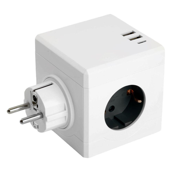 Разветвитель сетевой Stekker 3гн с/з 2хUSB A+Type C ADP16-33-21 49231