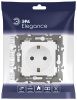 Розетка ЭРА Elegance 14-2102-01М с заземлением 2P+E Schuko со шторками 16А-250В белый матовый Б0065804