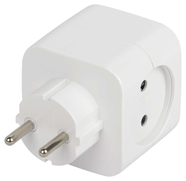 Разветвитель электрический ЭРА SP-2-USB-W на 2 розетки + 2xUSB 2400mA без заземления 10А белый Б0049531