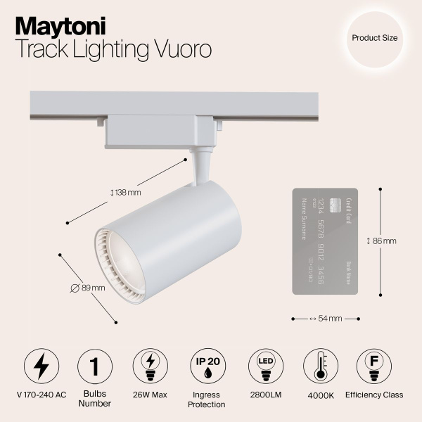 Трековый светильник Maytoni Technical TR003-1-30W4K-W