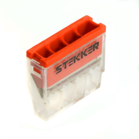Клемма монтажная 4-проводная Stekker для 1-жильного проводника, LD2273-204 32390