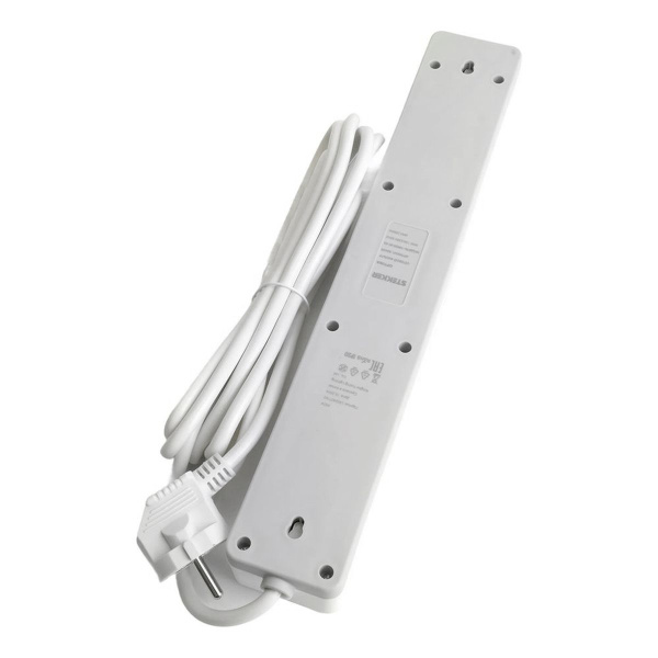 Сетевой фильтр 6-местный с/з Stekker HM20-61-03 3x1мм2, 3 м, серия Optima, белый 50096