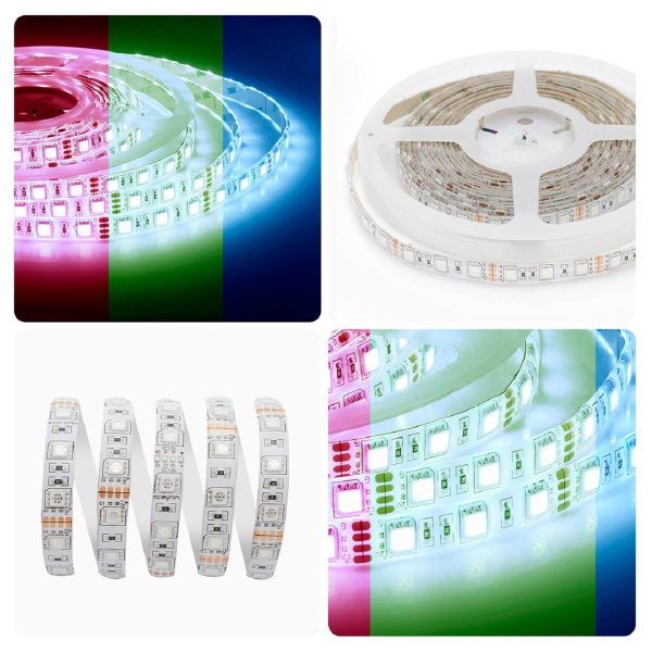 Светодиодная влагозащищенная лента Apeyron 14,4W/m 60LED/m 5050SMD разноцветная 5M 00-12