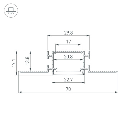 Профиль встраиваемый Arlight Fantom-Bent-W23-Top-2000 Anod 040347