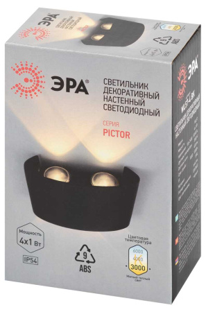 Уличный настенный светильник ЭРА Pictor WL57-4 BK Б0064556