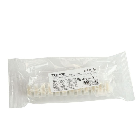 Колодка клеммная винтовая Stekker, линейка 12 штук, полиамид, LD225-6A DIY 39892