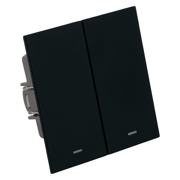 Выключатель 2-клавишный c индикатором (механизм), Stekker, 250В, 10А Мия, RSW10-3102-05, черный бархат 50446