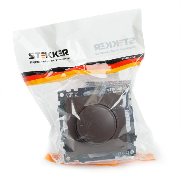 Выключатель диммирующий TRIAC Stekker Катрин шоколад GLS10-7106-04 49017